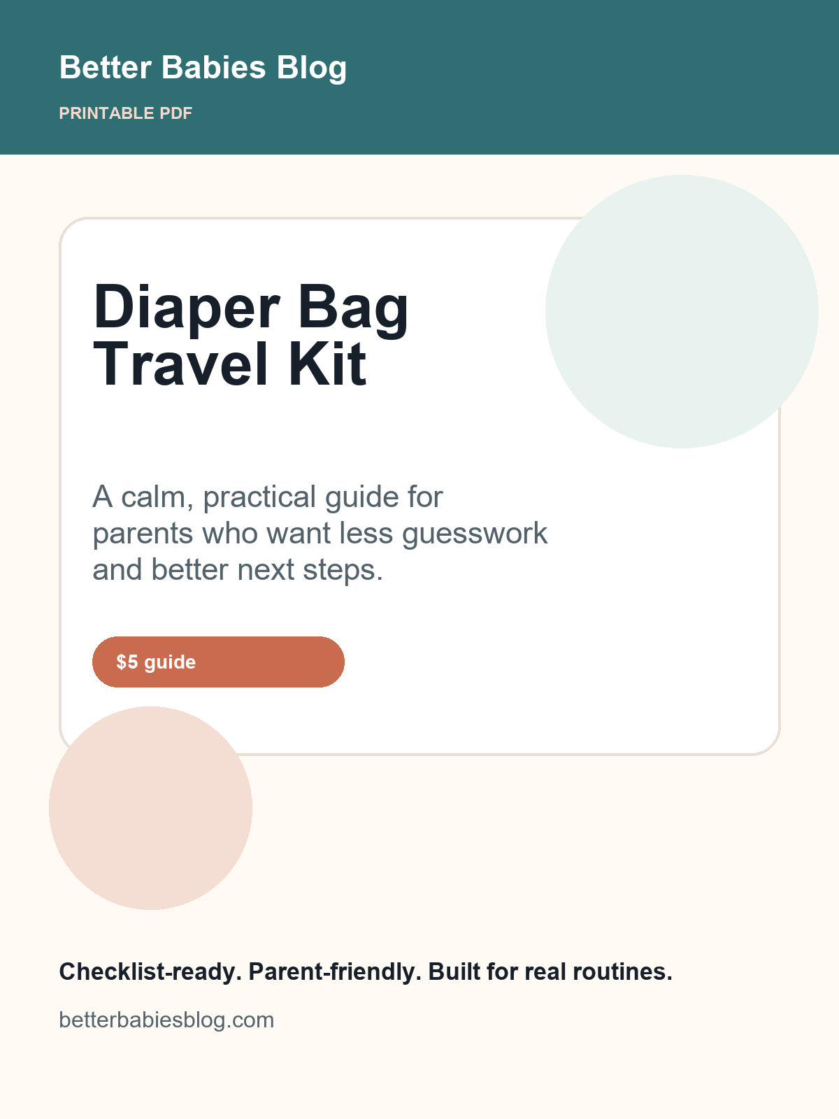 Diaper Bag Travel Checklist Digital PDF